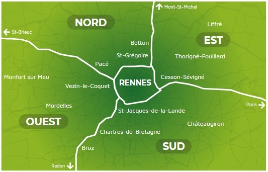 Carte périphérie rennaise